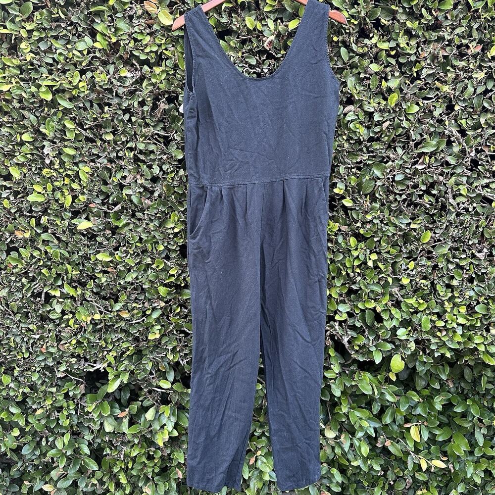 Ozma Jumpsuit Womens S Black 100% Silk Noil Coverall Contemporary USA Retro City